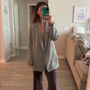 H&M Satin Green Blazer